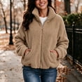 thumbnail image 3 of Enjoytime Fleece Jacket Women Lapel Long Sleeve Full Zip Up Short Coat Casual Warm Cozy Fall Winter Outwear with Pockets, 3 of 8