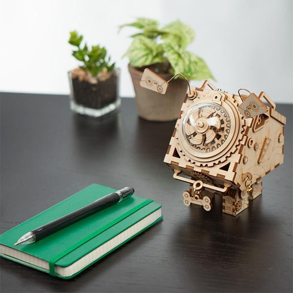 Robotime 3D Laser Cut Wooden Puzzle Music Box Kit Robot Dog Seymour Diy Puzzle Toy With A Cute Song