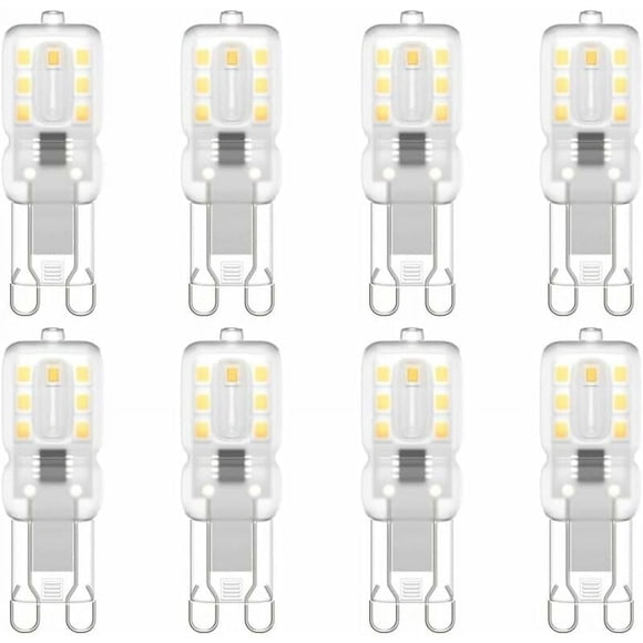 Bombillas LED G9, ideales para candelabros y apliques de pared, disipación rápida del calor, luz blanca fría sin parpadeo de 3 W (equivalente a halógeno de 30 W), luz de 360 grados, blanco natural, 8