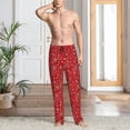 thumbnail image 2 of Fotbe Red Paisley Floral Pantalones de Pijama para Hombre, Pantalones de Dormir, Pantalones de Casa con Cintura Ajustable y Bolsillos-X-Large, 2 of 6