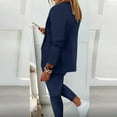 thumbnail image 6 of GILIGEGE Two Piece Sets for Women Women's Two Lapels Suit Set Long Sleeve Jacket Pant Suit Slim Trouser Jacket Suit Dark Blue 5Xl, 6 of 6