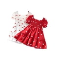 thumbnail image 3 of Toddler Kids Baby Girls Clothes Short Puff Sleeve Polka Dots Summer Dress Elastic Ruffle Boho Maxi Dress for Children, 3 of 3