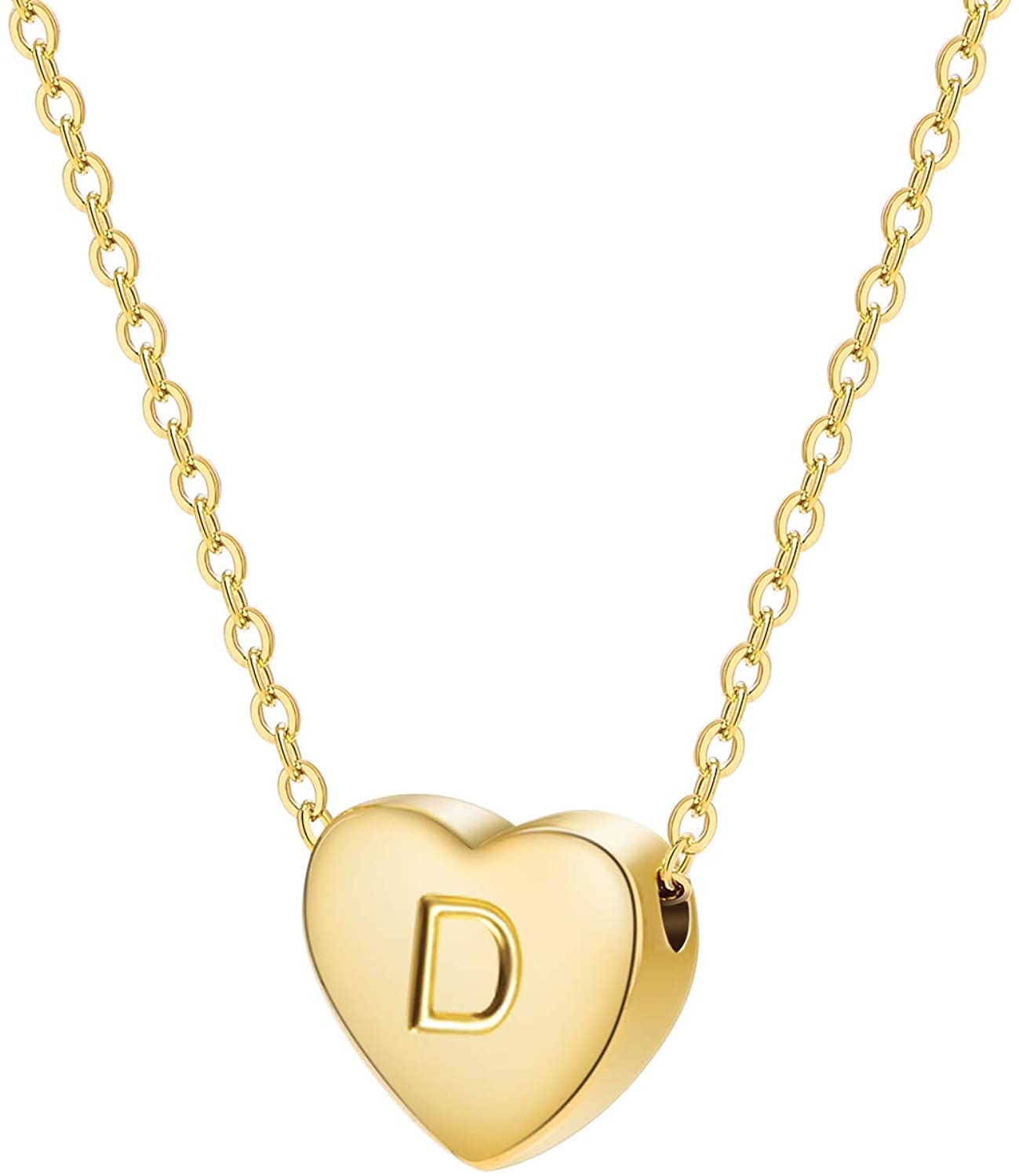 Dainty Initial Necklace Letters A to Z 26 Alphabet Heart Pendant Necklace,Valentine's Day Gifts