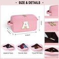 thumbnail image 3 of YOOLIFE Cute Initial Travel Makeup Bag - Teen Girl Gifts Trendy Stuff Sister Daughter Friend Girls Birthday Gifts for Teens Bridesmaid Gifts for Girl Women Monogram Makeup Bag Make Up Bag Pink C, 3 of 7