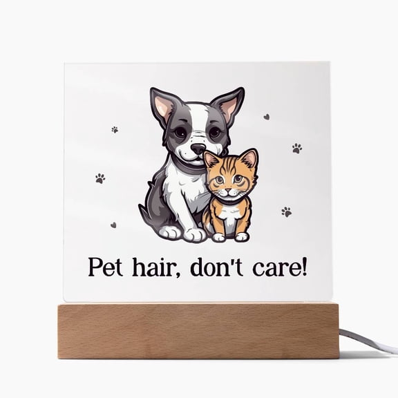Pet Hair Don't Care! Printed Square Shaped Acrylic Plaque