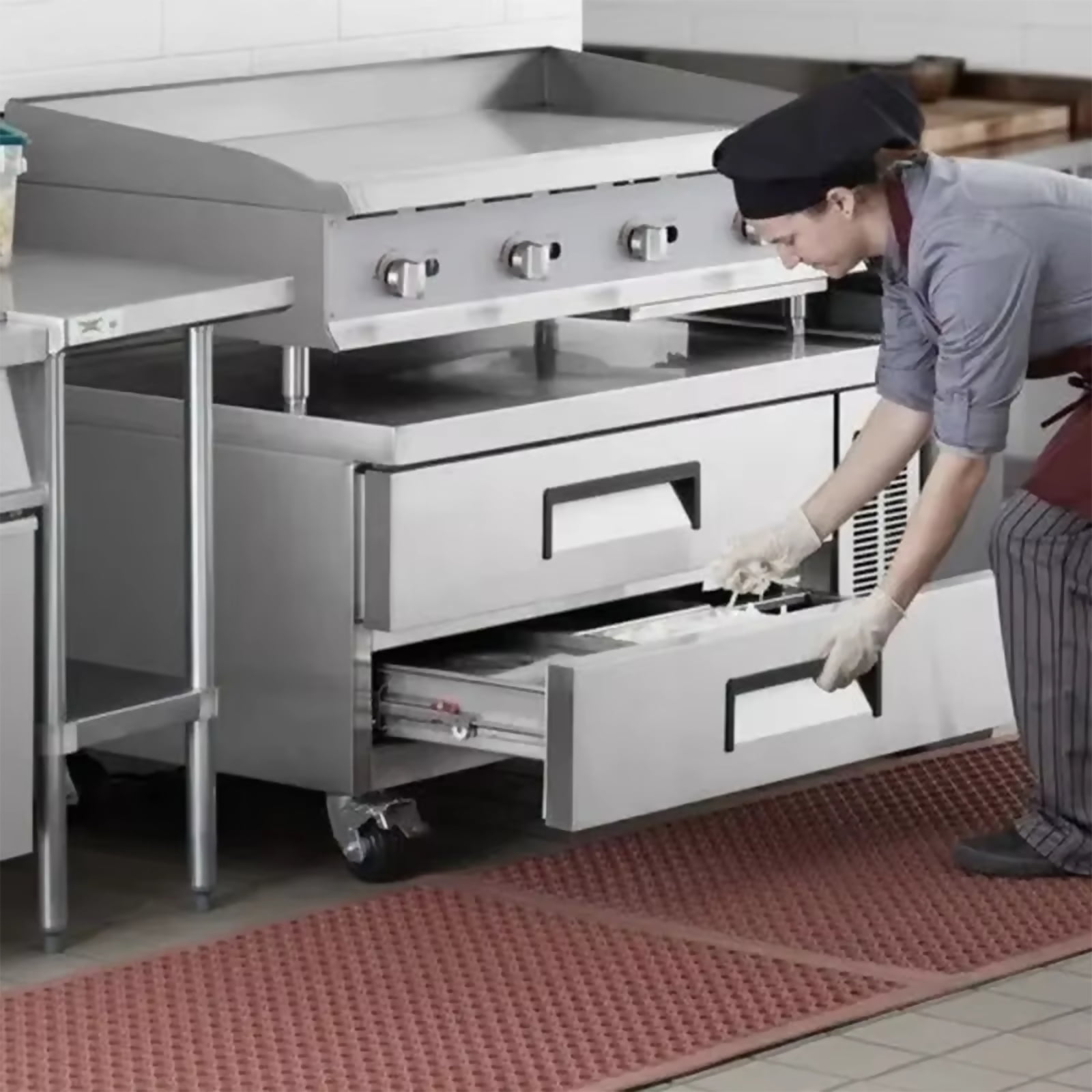 Kolice Commercial 2 Drawers Chef Base Refrigerator,Refrigerated Under Counter Storage Cabinet 33°F to 41°F, for Restaurants,Bars