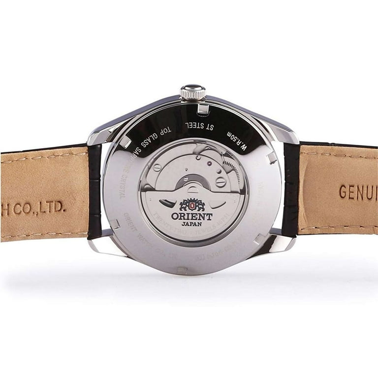 Orient Men s DJ05002B Polaris Automatic Black Dial Black Leather Strap Power Reserve GMT Watch