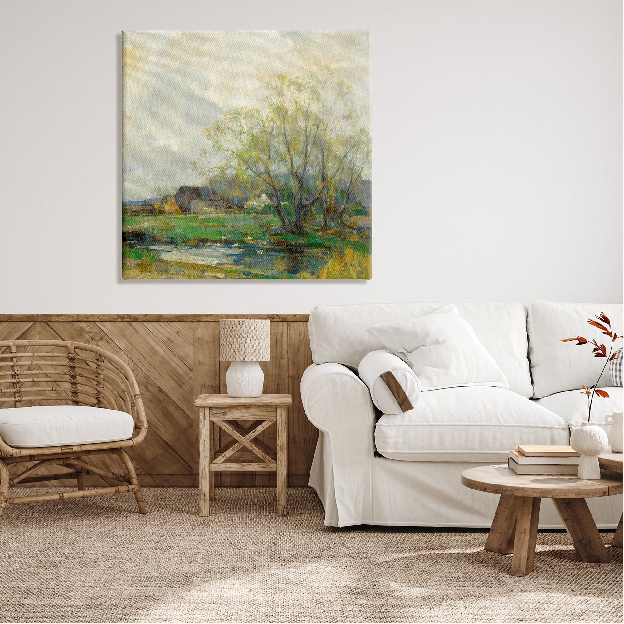 Stupell Industries Tranquil Countryside Marsh Distant Farm Land Trees Canvas Wall Art, 36 x 36, Design by Alpenglow Workshop