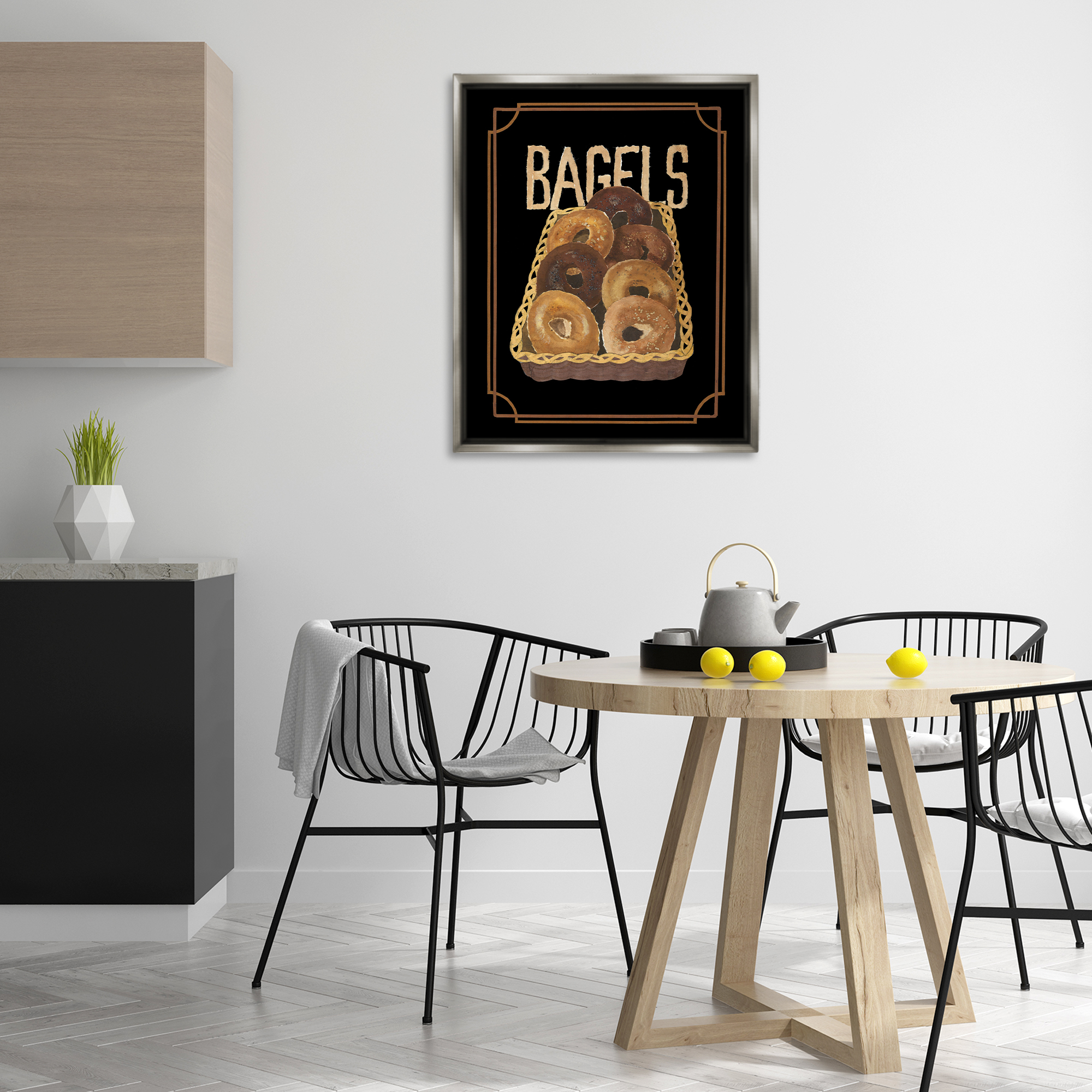 Stupell Industries Basket Of Bagels Food & Beverage Painting Gray Floater Framed Art Print Wall Art, 25 x 31