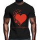 thumbnail image 2 of Camisetas para hombre, camiseta de algodón con cuello redondo y corazones y mariposas, manga corta para hombre, San Valentín, corazón rojo, te amo., 2 of 8
