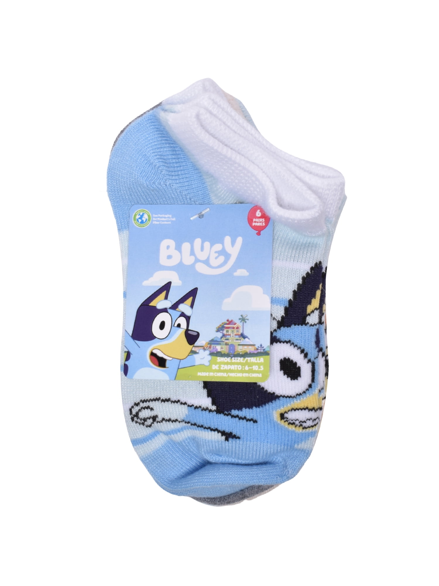 Bluey Boys No Show Socks, 6-Pack, Sizes S