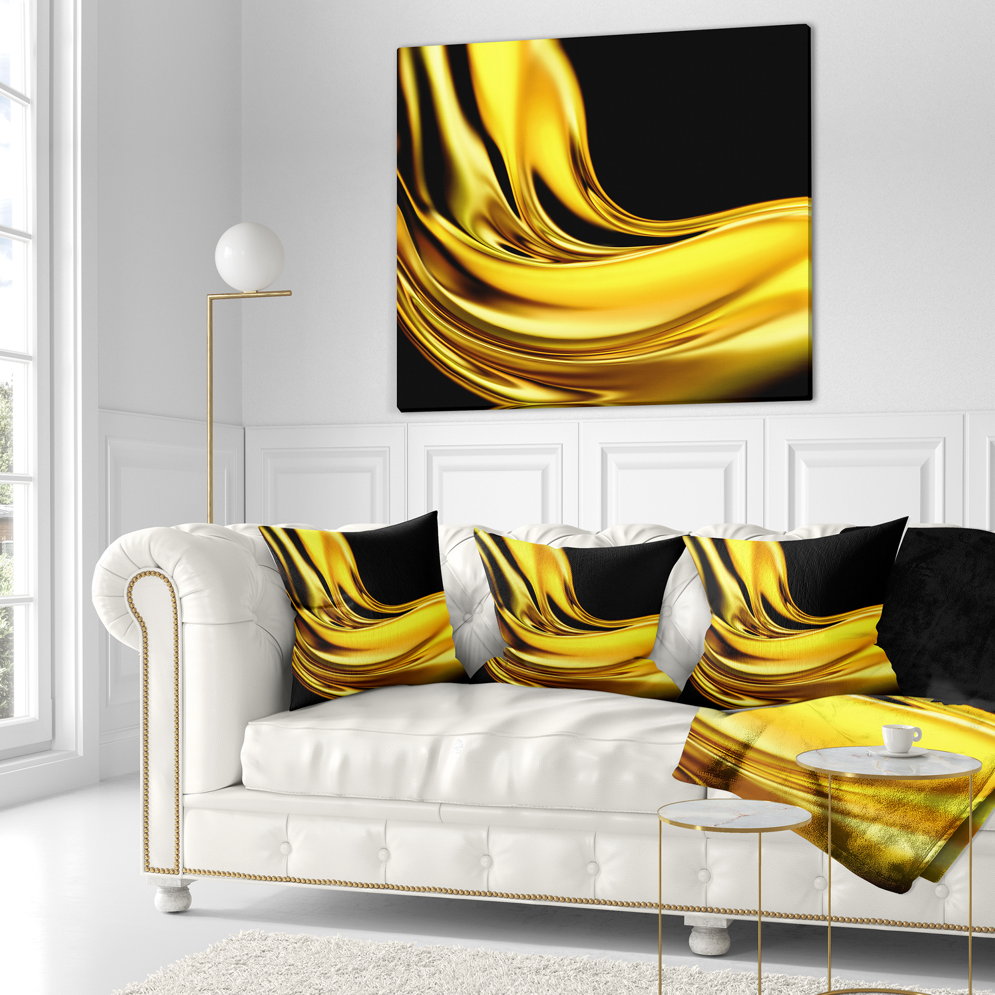 Designart Yellow Gold Texture Pattern - Abstract Throw Pillow - 16x16