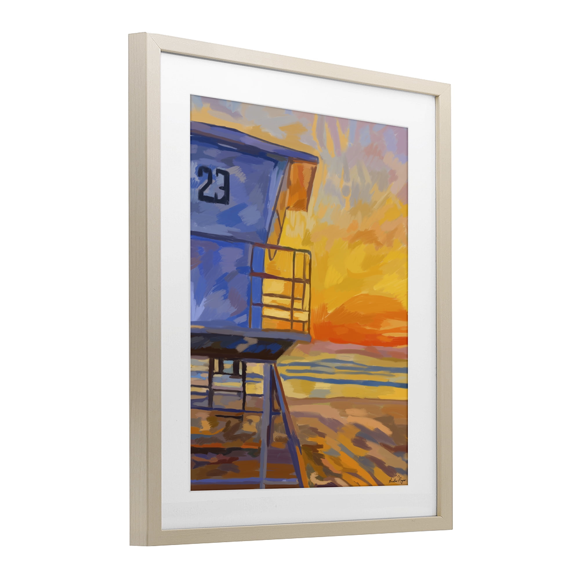 Stupell Industries Lifeguard Stand Sunset Birch Framed Print Under Glass, design by Amelia Noyes