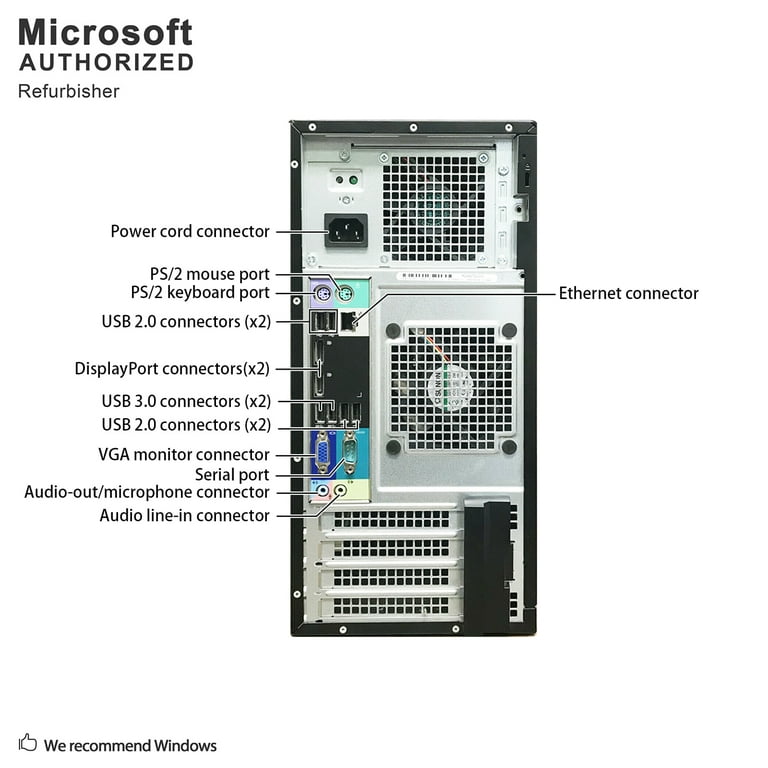 Dell OptiPlex 9010 MTW PC, INTEL CORE I7-3770 3.4GHZ, 8G DDR3, 500G, VGA, DP, DVD, BT, WIFI, Windows 10 Pro 64 Bit-Multi-Language(EN/ES/FR) Used Grade