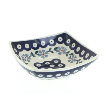 

Blue Rose Polish Pottery Blue Violet Small Square Bowl