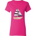 thumbnail image 3 of Inktastic Blue Striped Sailboat Nautical Women's T-Shirt, 3 of 5