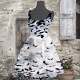 thumbnail image 2 of Halloween pour Femmes Robe Tunique Évasée Imprimée Sans Manches pour Invité de Mariage Fête, 2 of 5