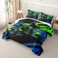 thumbnail image 3 of Erosebridal Neon Green Blue Motorbike Twin Quilt Set for Boys Men, Ink Splash Stripes Twin Coverlet Set, 2-Piece, 3 of 7