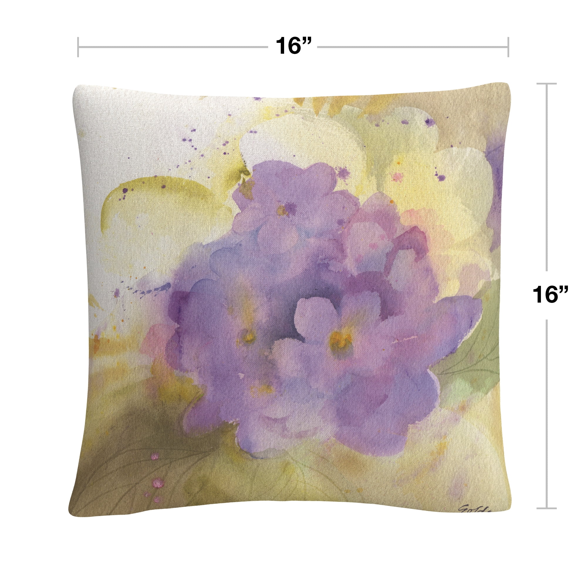 Violets' Purple Soft Floral Motif By Sheila Golden 16 X 16 Decorative Throw Pillow