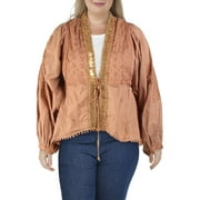 Free People Womens Jasmine Cotton Beaded Jacket