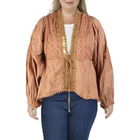 Free People Womens Jasmine Cotton Beaded Jacket