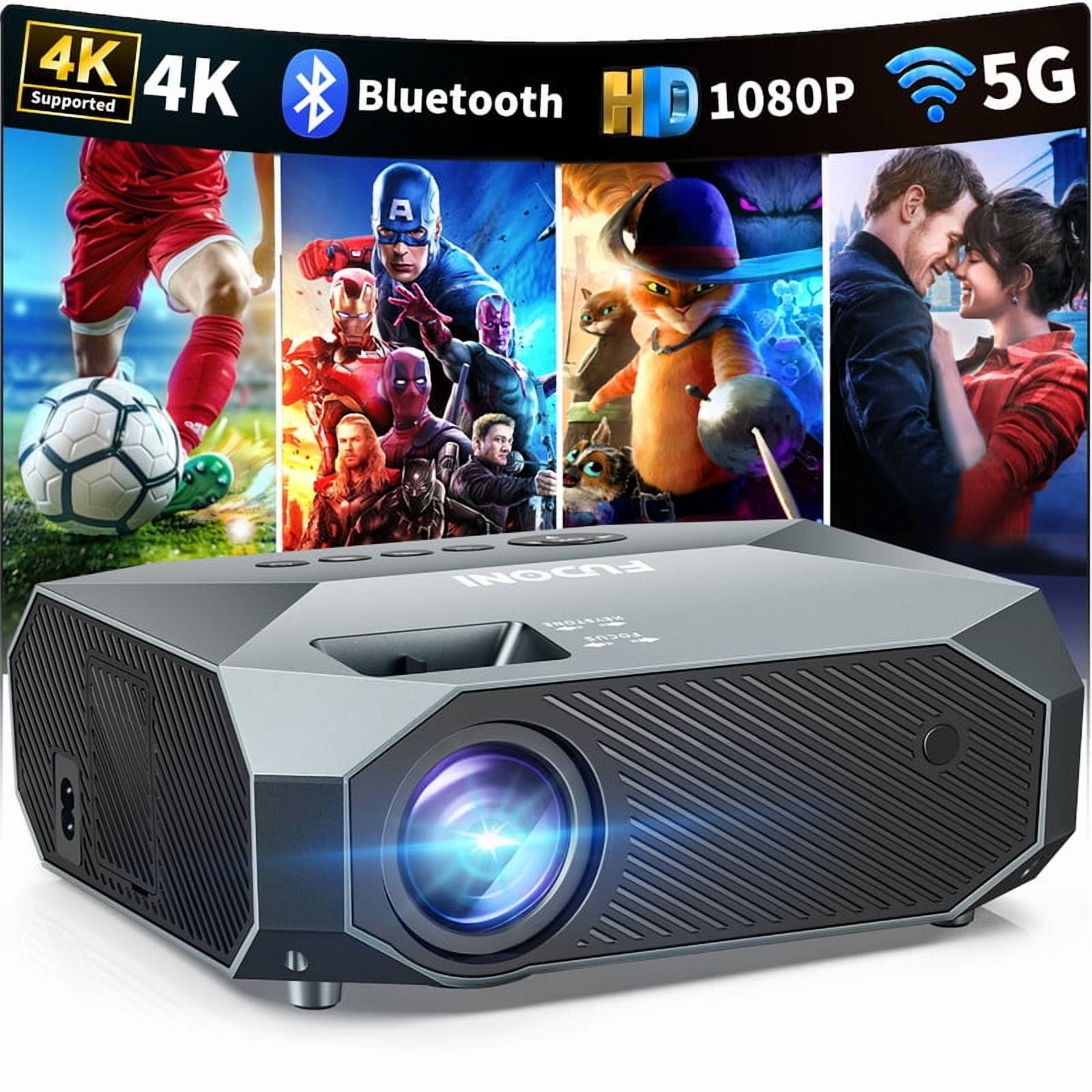 FUDONI Home Theater Projector - WiFi & Bluetooth, Native 1080P with 4K Support, 15000L Brightness. Portable for Indoor & Outdoor, Max 300" Display for Movies