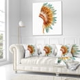 thumbnail image 3 of Designart Feathers on Ethnic Skull - Abstract Throw Pillow - 16x16, 3 of 5