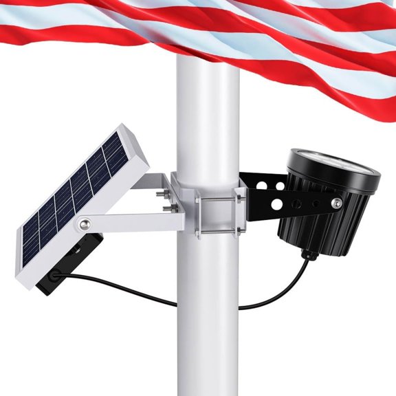 Solar Flag Pole Light, Flagpole Light Solar Powered Outdoor Bright LED 6000K Dusk to Dawn IP65 Waterproof