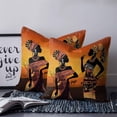 thumbnail image 2 of 14x14 Pillow Covers Set of 2, Black Orange Girls Boho Throw Pillow Covers Decorative Couch Cushion Case, Vintage Ethnic Abstract Art Microfiber Square Pillowcases for Bedroom Car Living Room, 2 of 7