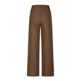 thumbnail image 6 of SELONE Pull on Dress Pants for Women Plus Size Brown Lounge Pants with Pockets Cotton Linen Elastic Waist Cropped Trouser Loose Beach Pants Drawstring Solid with Buttons S Tall Summer Clothes, 6 of 8