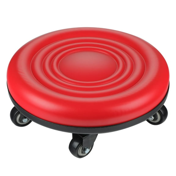 Low Rolling Stool with 360° Wheels, Roller Seat Stool Chair with PU Leather Cushion for Home, Kitchen, Office, Garage