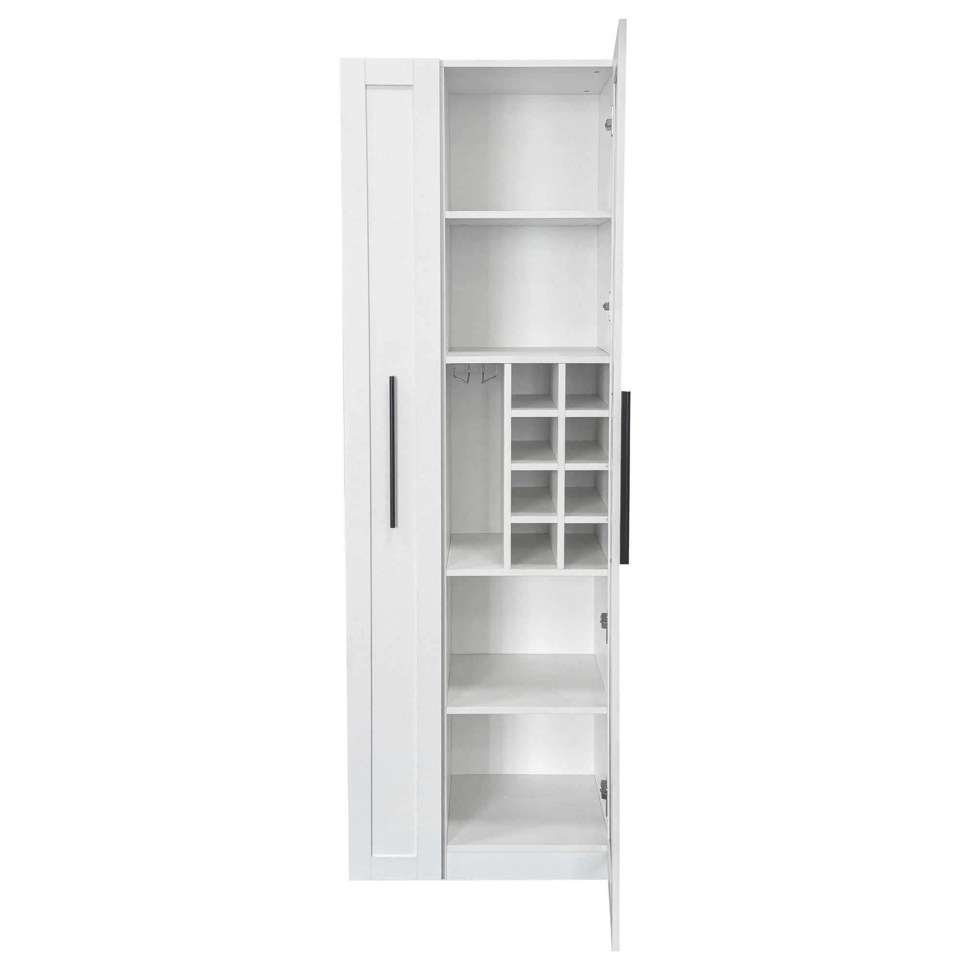 Mintazer 70.87" Slim Farmhouse Kithen Pantry Cabinet with Pull-out Storage Shelves, Freestanding Kichen Cupboard with 2 Doors,Wine Organizer for Dining Room, Living Room, White