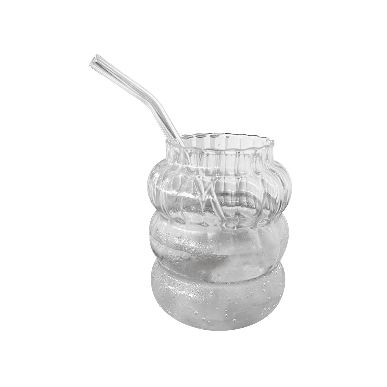 kowaku 3X Glass Sippy Cup with Straw Iced Coffee Cup for Travel Home Kitchen