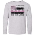 thumbnail image 3 of Inktastic Breast Cancer Awareness Pink Ribbons and Flag Long Sleeve Youth T-Shirt, 3 of 5