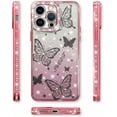 thumbnail image 4 of Magnetic for iPhone 14 Case 6.1", Cute Butterfly Pattern, Glitter Bling Diamond Edge Sparkly Cover Screen Protector Gradient Phone Case Camera Protection for Girls Women -Pink, 4 of 11