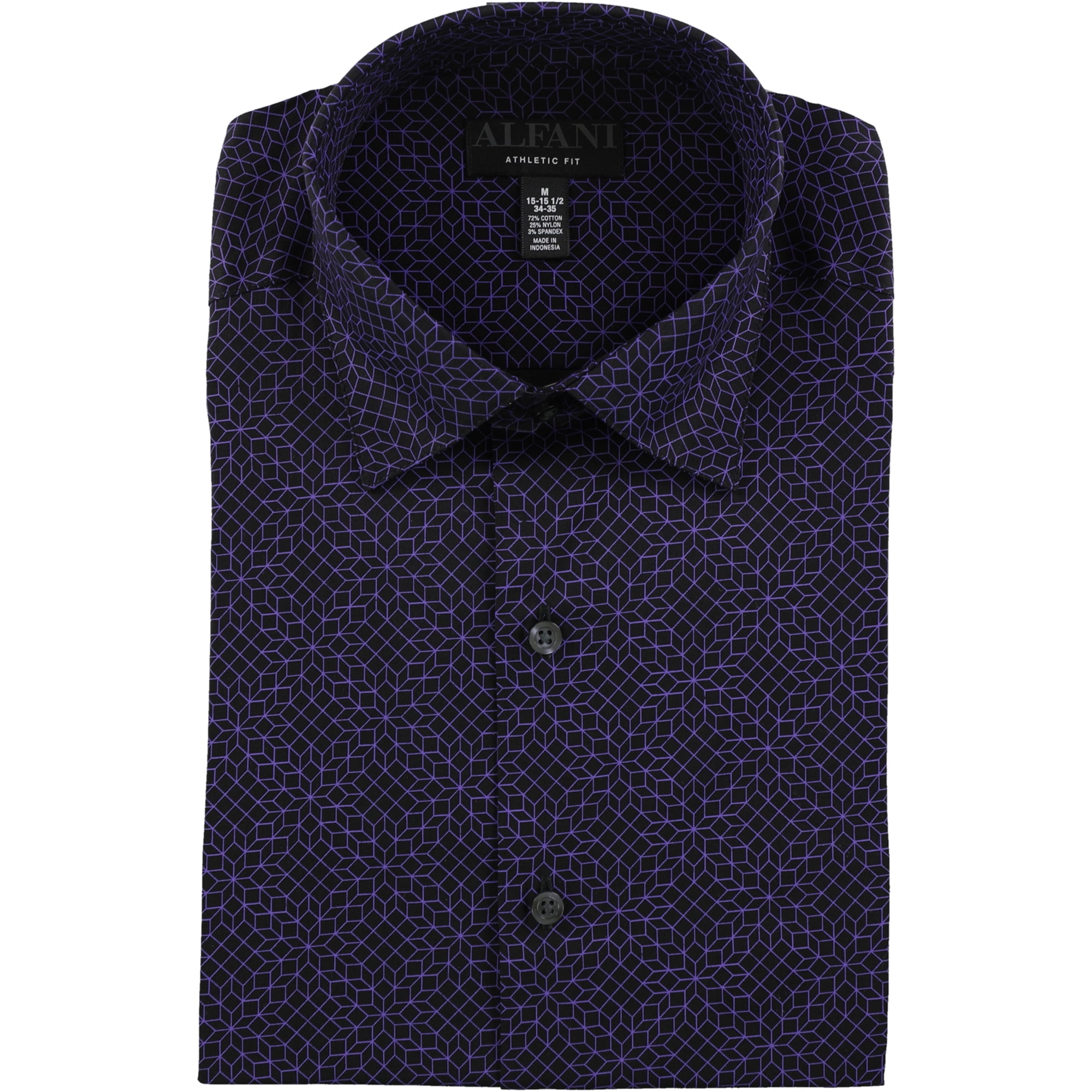 Alfani - ALFANI Mens Black Printed Collared Classic Fit Dress Shirt L 16/16.5- 32/33 - Walmart 