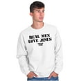 thumbnail image 4 of Real Men Love Jesus Christian Men's Crewneck Sweatshirt Brisco Brands S, 4 of 6
