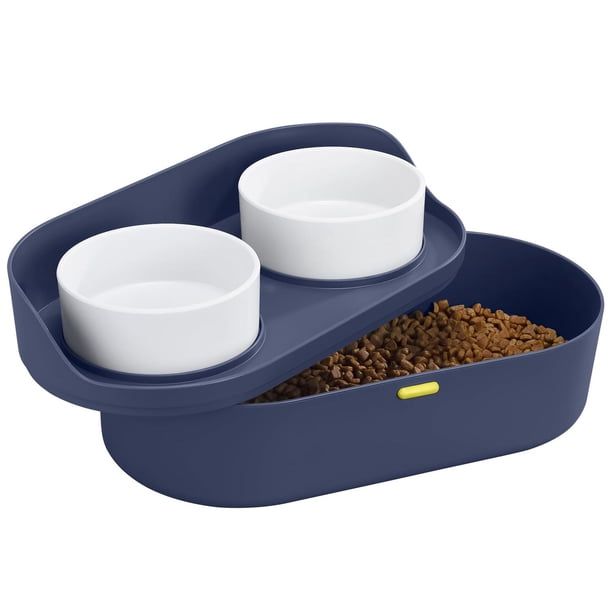 Set de Comederos Elevados Navaris Azul Marino con Soporte para Mascotas 2x Tazones 2,3 Litros para P