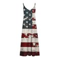 thumbnail image 4 of Cmfcve Womens 4th of July Clothes Dresses V-neck Sleeveless Patriotic Dress Independence Day Print Patchwork Art Flag Casual Dress, 4 of 5