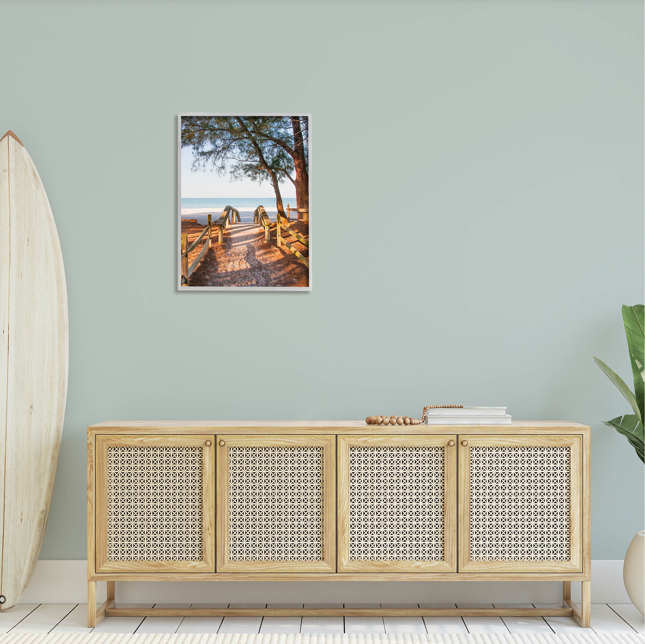 Stupell Industries Relaxing Beach Walkway Coastal Path Photograph Gray Framed Art Print Wall Art, Design by Mary Lou Photography