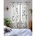 thumbnail image 3 of Blue Teal Botanical Sheer Curtains 63 Inch Length 2 Panels Set for Living Room/Bedroom, Rustic Country Spring Floral Summer Leaf Kitchen Curtains Grommet Curtains Window Treatments 42"x63"x2, 3 of 7