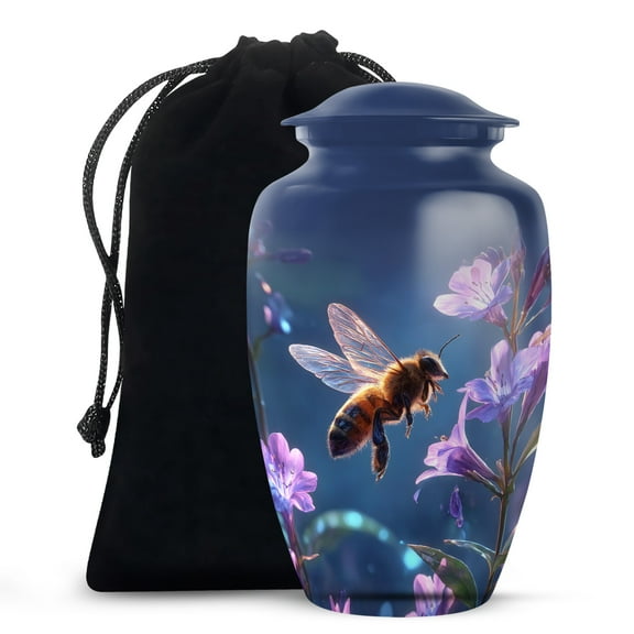 MUKTIVE Bee Urn for Ashes for Female, Large Blue Burial Urns for Human Ashes Adult Men & Women, Memorial Urns for Adult Male for Cremation, 10 Inch