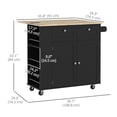 thumbnail image 2 of Black Kitchen Island Cart with Power Outlets & Drop Leaf | Rolling Storage Island for Kitchen, Dining & Entryway | 39.7" x 29.3", 2 of 7