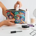 thumbnail image 6 of Toiletry Bag, Psychedelic Faces Colorful Leather Waterproof Travel Makeup Cosmetic Bag Organizer, Large Capacity Toiletry Bag for Travel Size Toiletries, Skin Care Bag for Women, 6 of 8