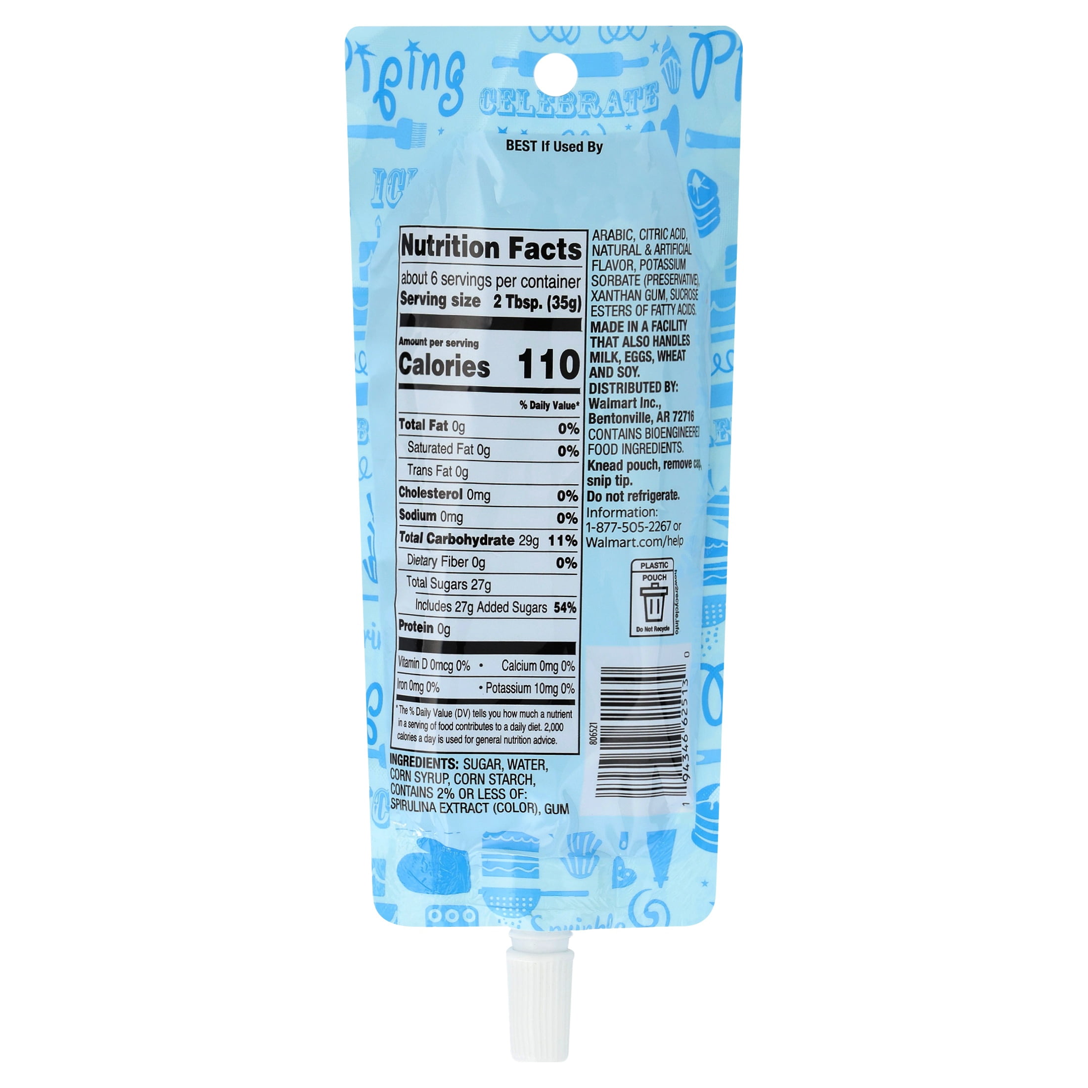 Great Value Cookie Icing, Blue, 7 oz