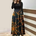 thumbnail image 2 of Halloween Dress for Women Long Sleeve Pumpkin Print Maxi Dress Witch Costume Fall Party Gothic Outfit, 2 of 4