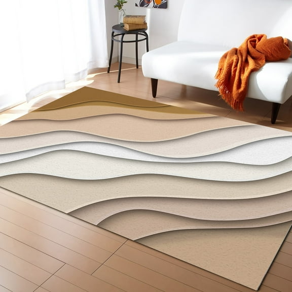 Area Rugs 2x3 Ft Modern Abstract Geometric Beige Gradient Non-Slip Washable Rug Indoor Rug Floor Mats Non Shedding Carpet for Living Room Bedroom Dining Room Home Decor