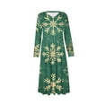 thumbnail image 6 of Christmas Dresses for Women Women's Fashion Dress Spring V-neck Long Sleeve Dress with Christmas Print for Holiday Party,Green,L, 6 of 6