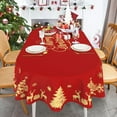 thumbnail image 3 of Christmas Oval Tablecloth 60×84 inch Red Oval Table Cloth Golden Deer Xmas Tree Table Covers Red Christmas Decoration for Dining Room Home Decor for Holiday, 3 of 7