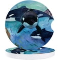 thumbnail image 1 of RYLABLUE Monde sous-Marin Dessiné à la Main Baleine Ensemble de 6 sous-Verres pour Boissons, sous-Verres en Céramique Absorbants avec Base en Liège pour Décoration de Table Basse de Cuisine Maison, 1 of 5